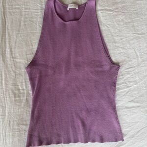 Kookai Purple Ribbed Sleeveless Tank Top